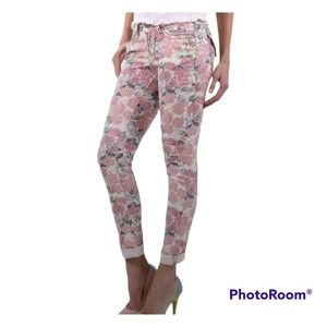 Miss Me Floral Cargo Cuff Skinny Low Rise Embellished Flap stretch jeans 28